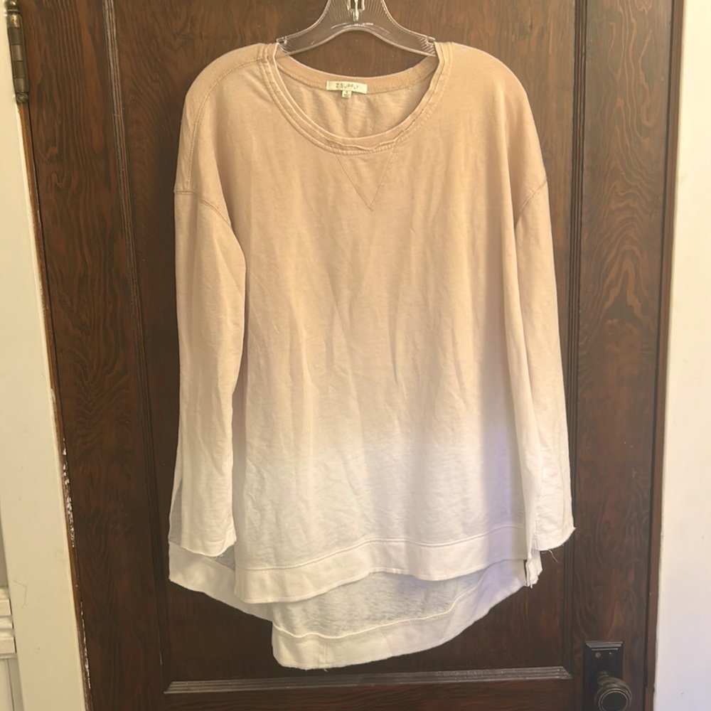 Z Supply women’s light sweatshirt ombré cream and khaki size S